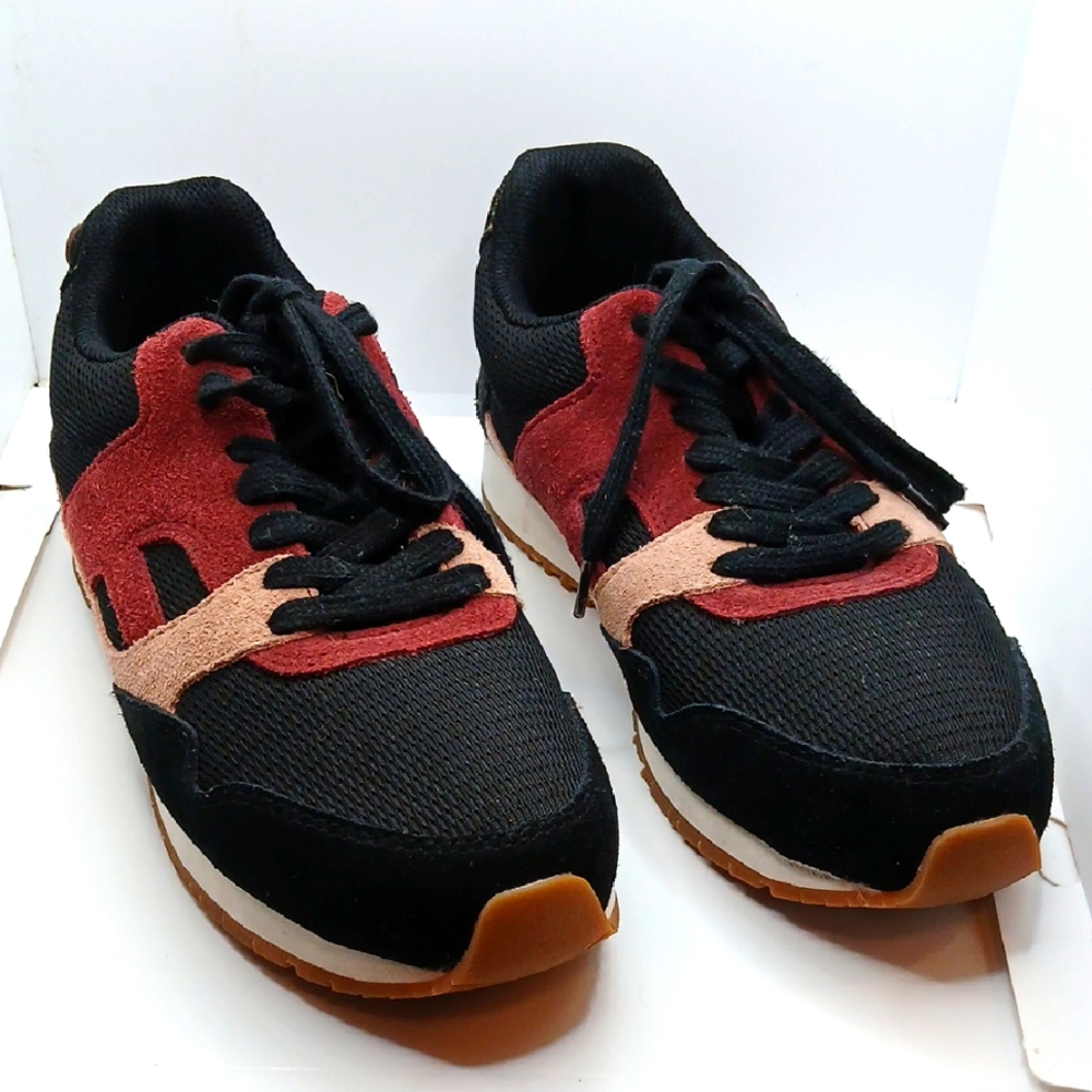 Faguo Black and Red Sneakers with Tan Accents Size 39